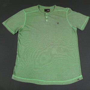 HURLEY SURF CO 3 BUTTON COLLAR - GREEN LARGE T-SHIRT L386